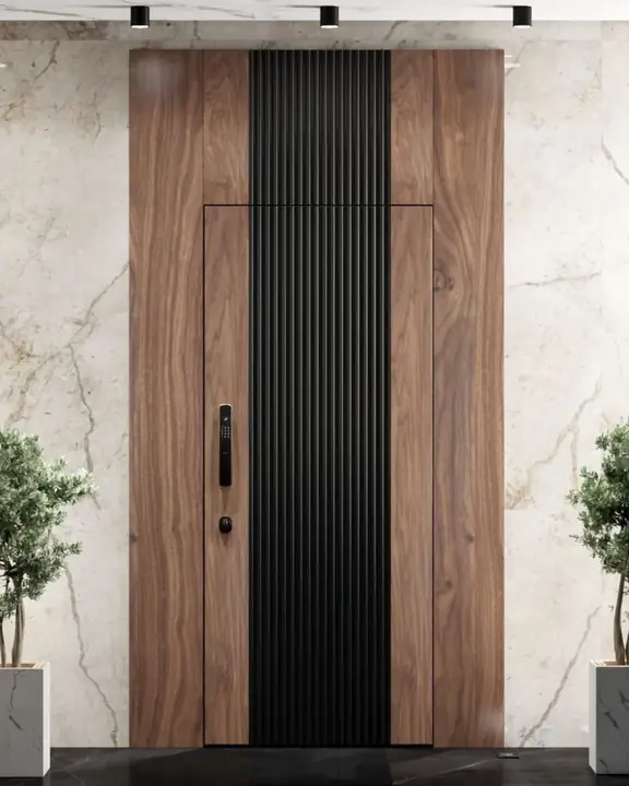 Exterior entry with wood detail and a dark frame published by MAZ Business Group
